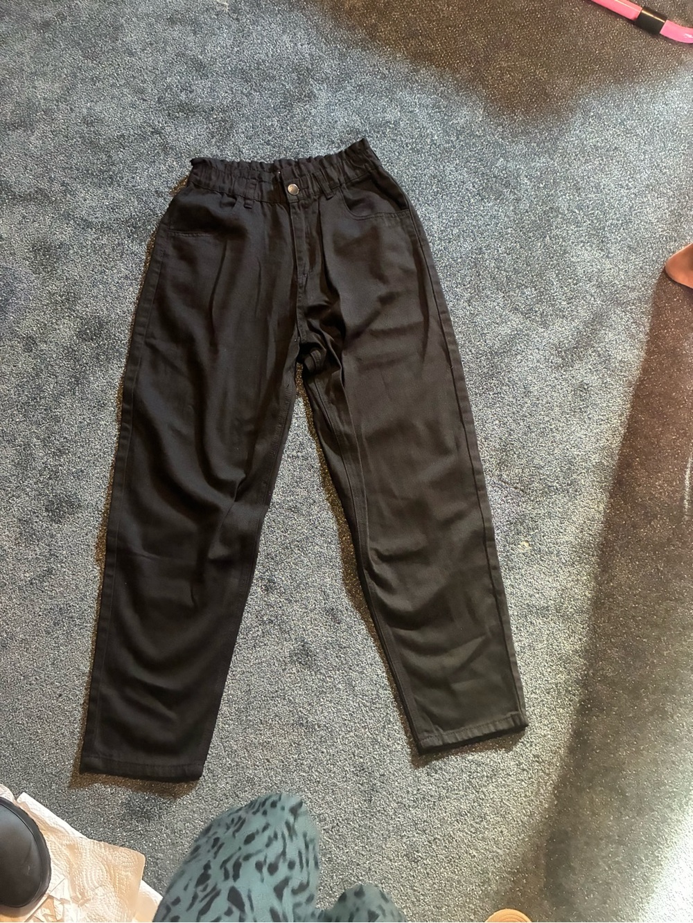 New Without Tags: Women’s Harlow Black Paperbag Pants ~ size 28 - Picture 3 of 7